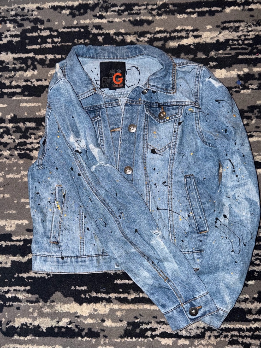 Sequin Wing Denim Jacket with LOVE Back Patch - Picture 4 of 6